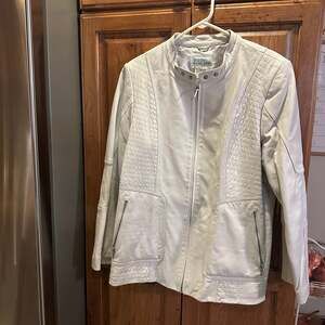 Bradley Bayou White Quilted Genuine Leather Moto Jacket Women's 1X